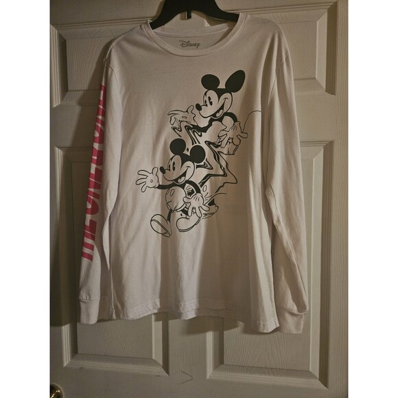 Disney Mickey Mouse Shirt Mens Medium M White Long Sleeve The One and Only - Picture 1 of 5
